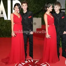 Горячая vestidos formales длинное красное платье selena gomez на oscar вечерние сексуальные платья в пол с глубоким v-образным вырезом