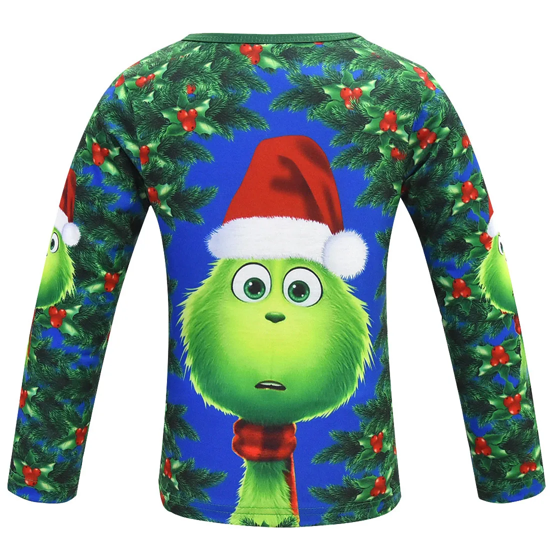 Детский карнавальный костюм Grinch, пижама с маской+ шарфом+ перчатками, домашний комплект для мальчиков, Рождественская одежда, одежда для сна для мальчиков, одежда для сна
