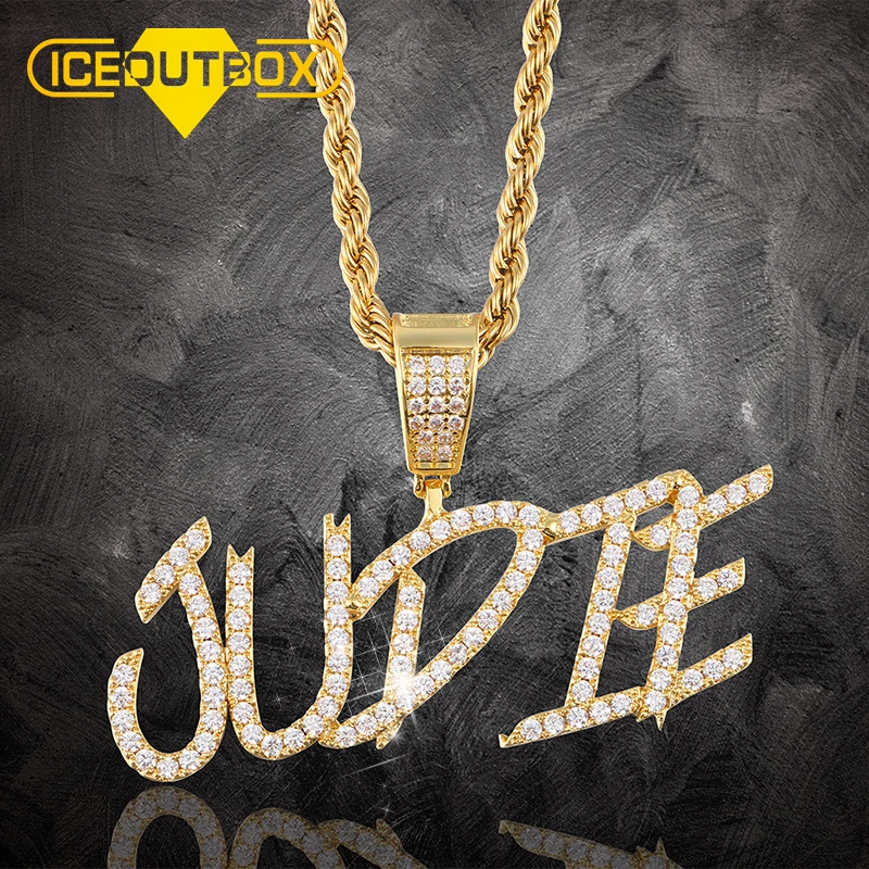 New Design Hip Hop Custom Name Letter Pendant Cursive Writing Initial ...