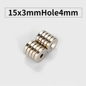

RKZCT 15x3 Hole 4mm Practical Ring Round Countersunk Hole Magnet Strong Powerful Neodymium Magnets 10PCS 15PCS For Suspension