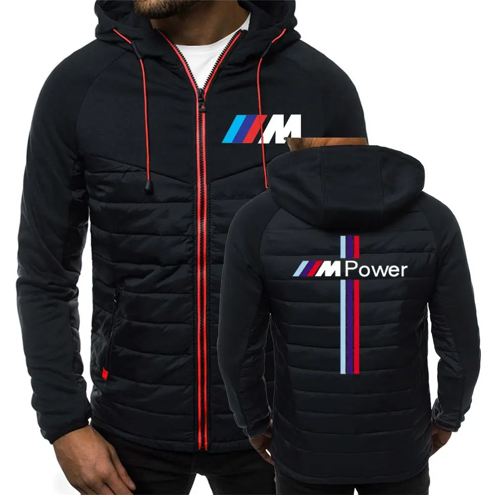 Осенняя мужская парка Bmw M Power на молнии зимняя теплая куртка с хлопковой