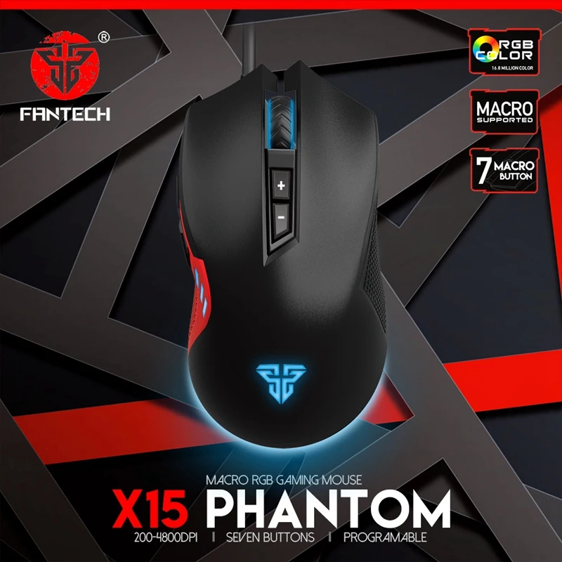 Игровая мышь Fantech X15 7 кнопок 4800 DPI USB кабель RGB игровая для занятий спортом офиса