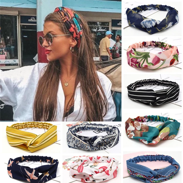 Модные женские летние богемные повязки для волос девушек на голову с принтом