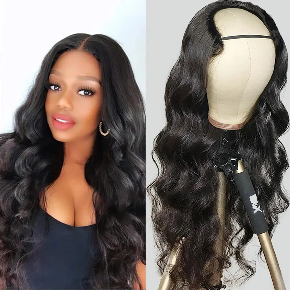 U Part Wigs Full Machine Made Wigs Natural Color Brazilian Remy Machine