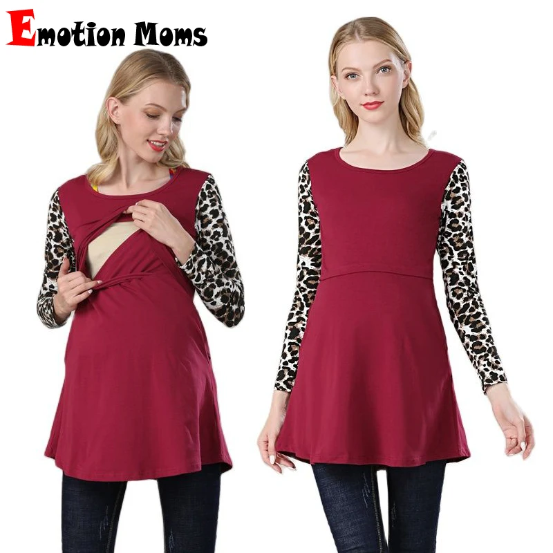 

Emotion Moms Spring Long Maternity Clothes Lactation Top Breastfeeding Tops Cotton For Pregnant Women Maternity T-shirt