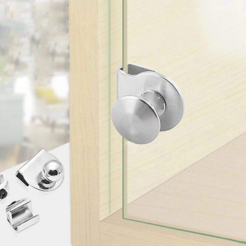 Glass Door Drawer Pull Knob No Drilling Steel Furniture Hardware