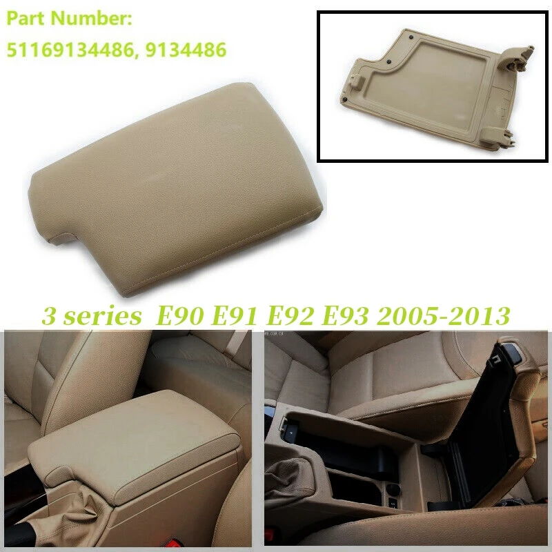 Leather Armrest Center Box Console Lid Cover Fit For BMW 3 Series E90