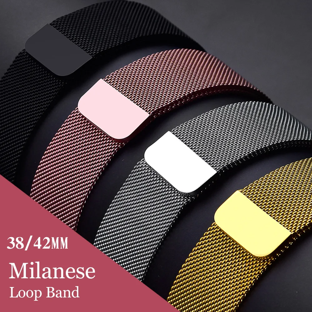

Metal Band Compatible For Apple Watch Strap 40mm 44mm 42mm 38mm Milanese Loop Bracelet for iWatch Series1 2 3 4 5 6 SE Watchband