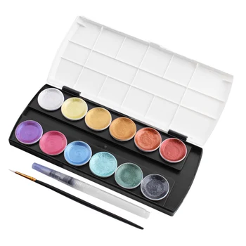 

Portable 12 color/set Metallic Watercolor Convenient Pearlescent Solid Watercolor Pigment Set 10*23*2.2CM YGNE
