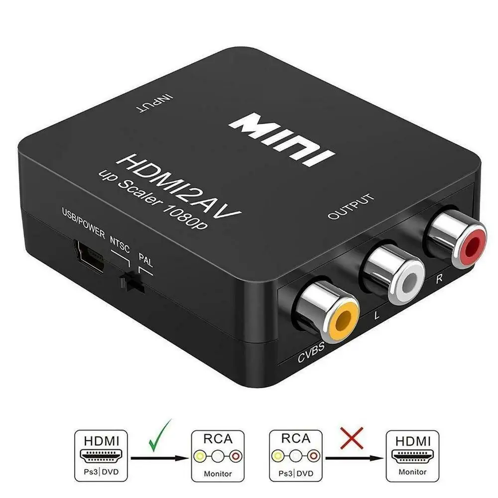 Адаптер преобразователь hdmi av HD видео адаптер с HDMI на RCA AV/CVSB L/R 1080P HDMI2AV поддержка NTSC