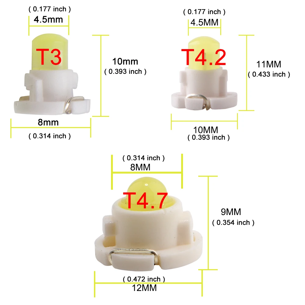 T3 T4.7 10PCS COB SMD Dashboard Bulbs Warning Indicator Interior Lights For Car Vehicle Instrument Lamps DC12V