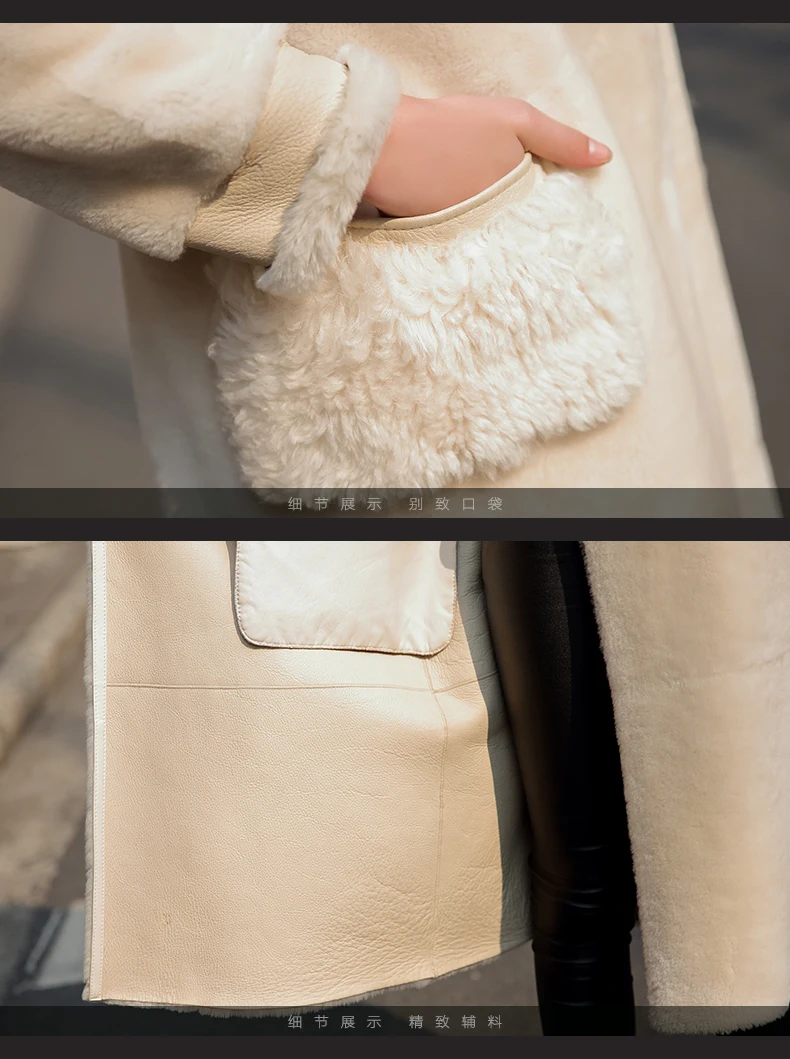 Природный натуральный мех, пальто, шерстяная куртка, осенне-зимнее пальто, женская одежда,, подкладка из овчины, двухсторонние корейские винтажные топы, ZT4043
