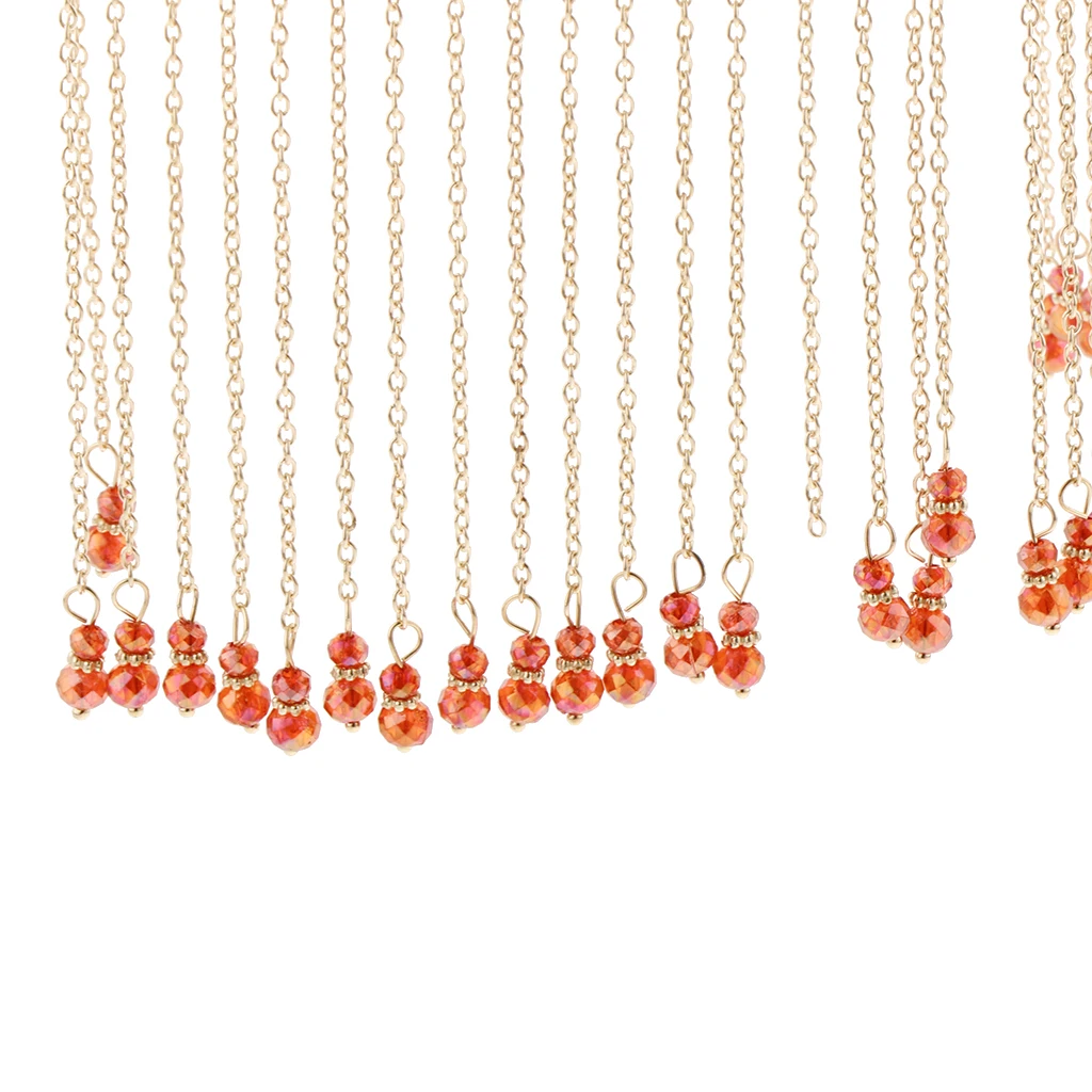 Traditional Chinese Golden Chain Tassel Red Beads Bridal Wedding Veil Curtain Fringed Elegant Fashion