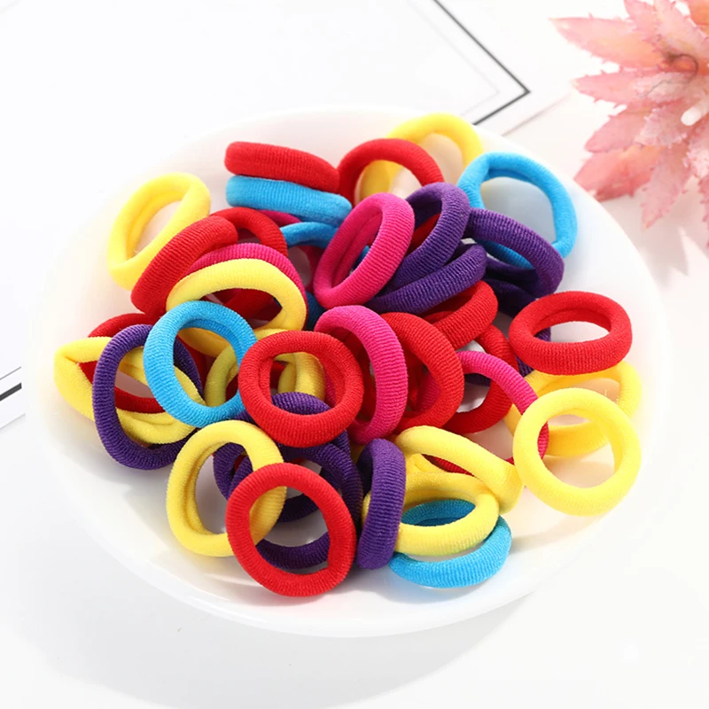 Ins Fashion 50Pcs/pack Women Colorful Bamboo Stripe Stretch Hair Ropes Headband Rubber Hair Rope Girl Ponytail Hair Accessories