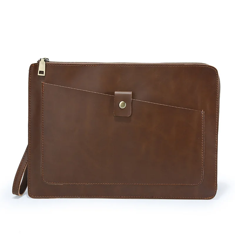 

Trendy male street handbag new retro leather man bag handbag