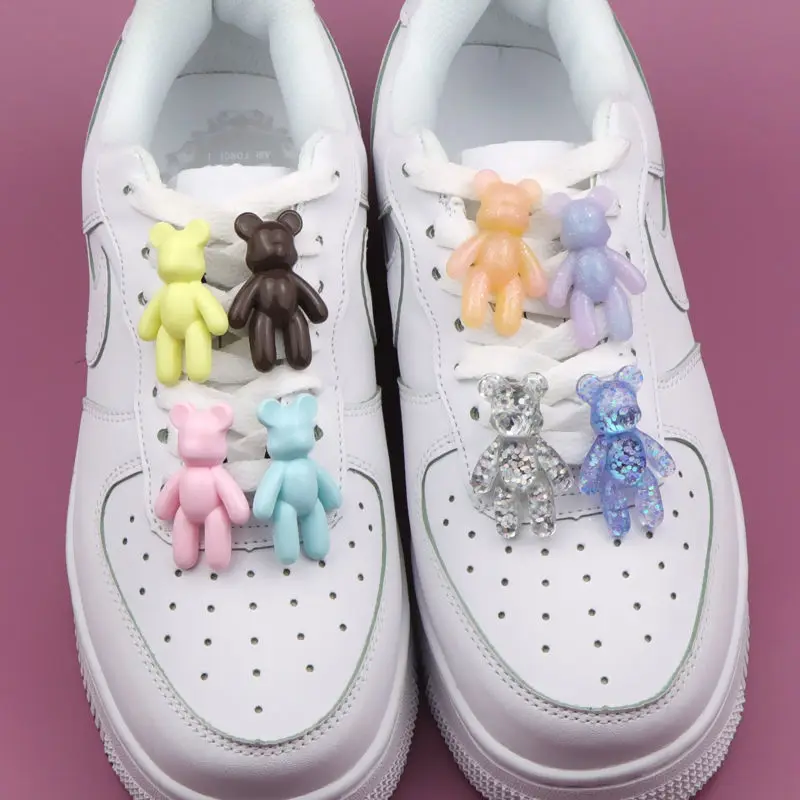Модные подвески для обуви Nike Air Force 1 милые шнурки с мультяшным медведем
