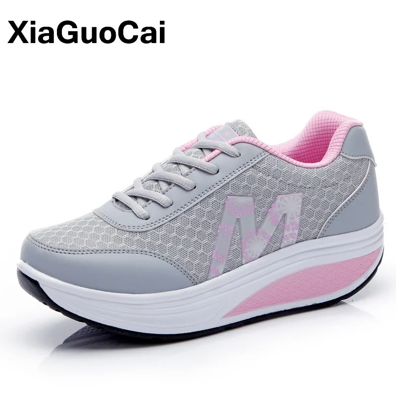 

Spring Mesh Women Casual Shoes Sneakers 2020 Breathable Lace Up Women's Footwear Height Increasing Female Flat Platform Shoes
