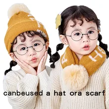 Зимние шапки для детей многофункциональный набор шапки и шарфа вязаная шапка набор для девочек и мальчиков Толстая теплая