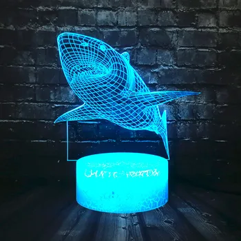 

New 7 Color RGB 3D visual Shark Crack USB Change LED Decor Baby Room Sleep Table Sensor Night Light Mood Lava Xmas Kid lamp