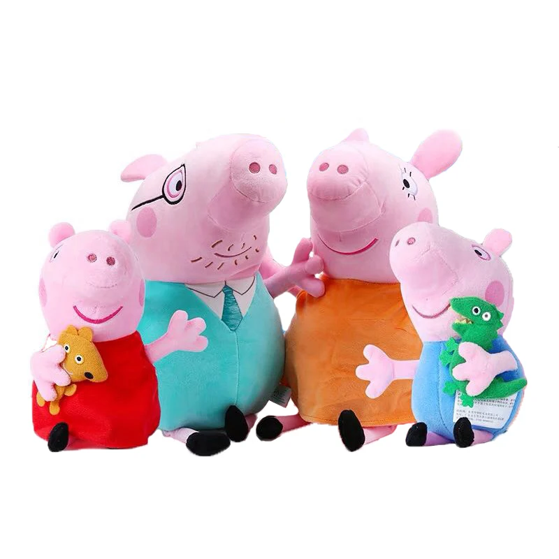 Милые плюшевые игрушки для семьи Peppa pig Джордж, 30/46, мягкие куклы с животными, вечерние украшения, Свинка Пеппа, горячие игрушки, рождественский подарок для детей - Цвет: 30-46cm Family