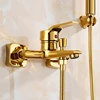 1Set Bathtub Faucet Single Handle Handheld Brass Golden Bath Shower Mixer Tap With Hand Shower Wall Mount 4