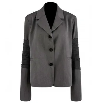 

WOMENGAGA Blazer Patchwork Casual Gray Women Blazers Jackets Loose Vintage Womens Blazers Long Sleeve Suit Coat 2020 New XX223