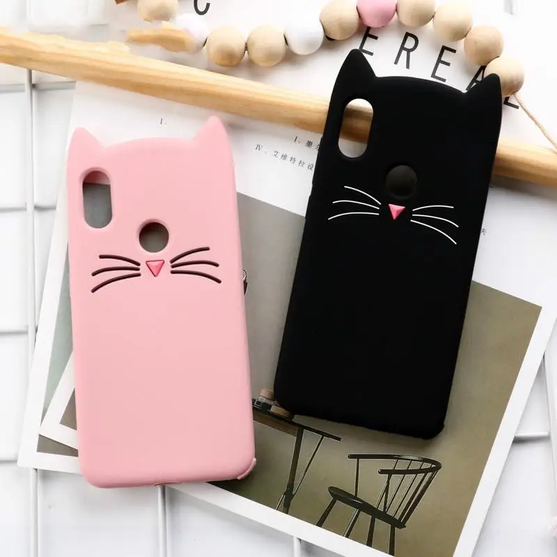 Мягкий чехол из ТПУ с 3D кошачьими ушками для Xiao mi Red Note 7 6 5 4A 4X3 A2 5A 6A 8 Lite 9 Se Iphone 11 Pro Max