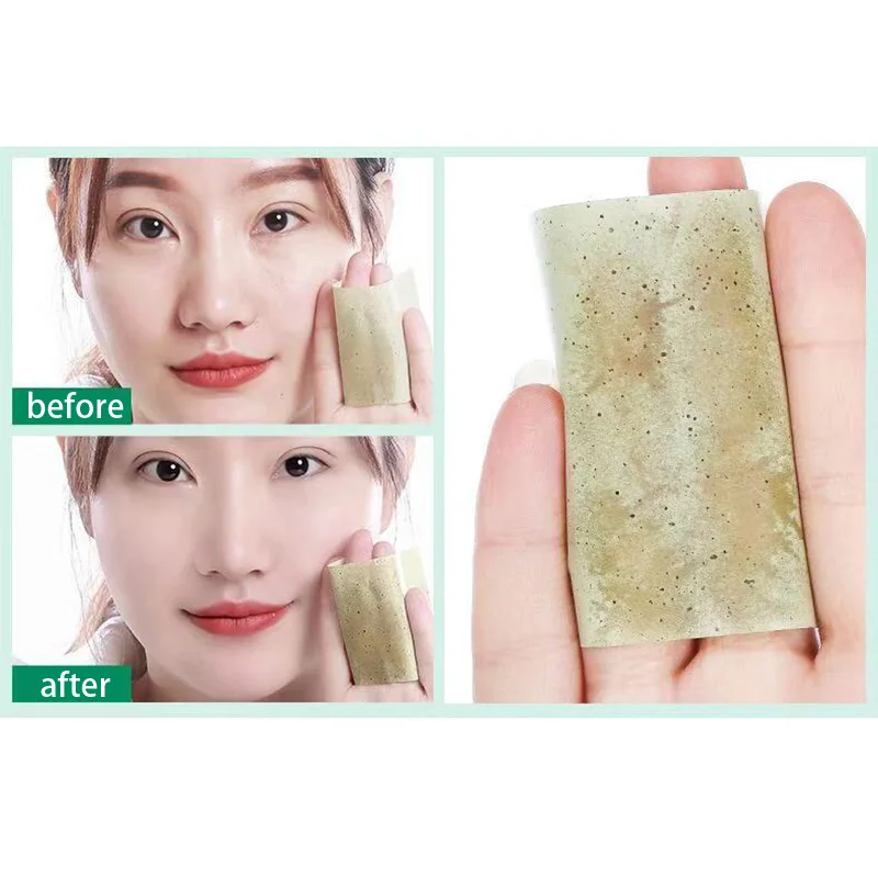100Pcs/Box Protable Facial Absorbent Paper Oil Control Wipes Green Tea Bamboo Charcoal Sheet Oily Face Blotting Matting Tissue
