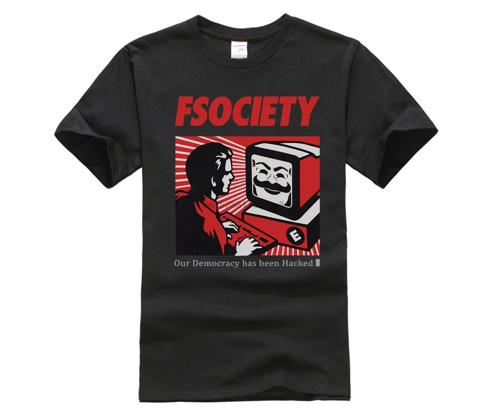 Mr Робот Fsociety маска футболки для мужчин модная футболка с принтом летняя коротким