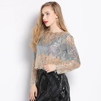 

2020 Direct Selling Real Women Tops Vadim Blusa Offer Regular Full Polyester Zanzea Korean Plus Size Women Free Shipping Sequin