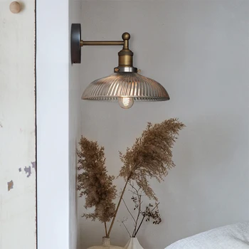 

Vintage Wall Lamp Glass Modern Bedside Reataurant Sconce Wall Light Retro Round Ball Art Foyer Bedroom Corridor Lighting Fixture
