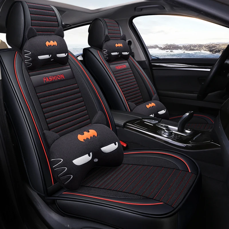 

Full Coverage PU Leather car seat cover flax fiber auto seats covers for Kia morning picanto rio cerato soul seed optima stinger