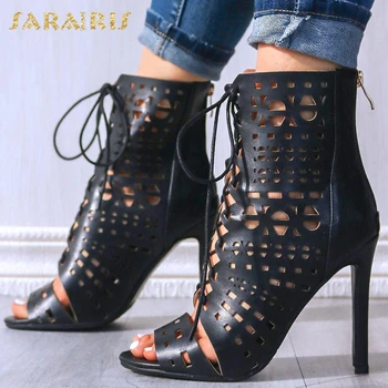 

SARAIRIS 2020 Big Size 48 Customize Sexy Gladiator Party Thin High Heels Summer Ankle Boot Sandals Women Shoes