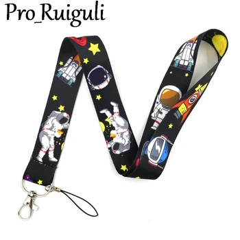 

30pcs Universe Moon Astronaut Lanyard Badge ID Lanyards/ Mobile Phone Rope Key Lanyard Neck Straps Accessories couple decoration