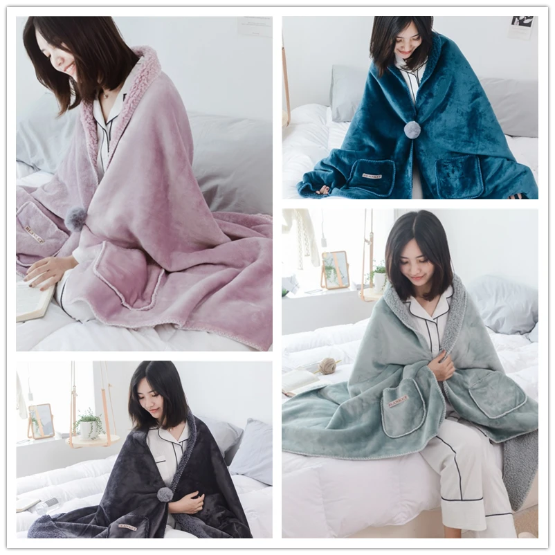 Розовое мягкое одеяло-шаль для взрослых и детей, многофункциональное одеяло для женщин, зимнее теплое одеяло для телевизора