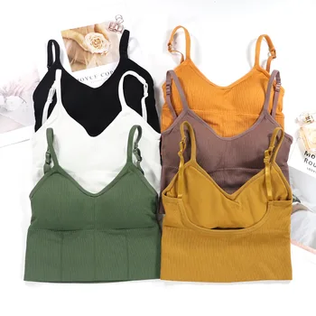 Sports Bras Women Girl Underwear Seamless Bra U Type Backless Bra Running Yoga Sport Tops Push Up Cotton Solid Sports Bra 2