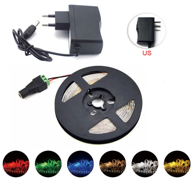 Цветная (RGB) Светодиодные ленты 12В гибкий свет 2835 5 м Водонепроницаемый 12 V Светодиодные ленты лента светодиодный полоса веревка ИК-пульт