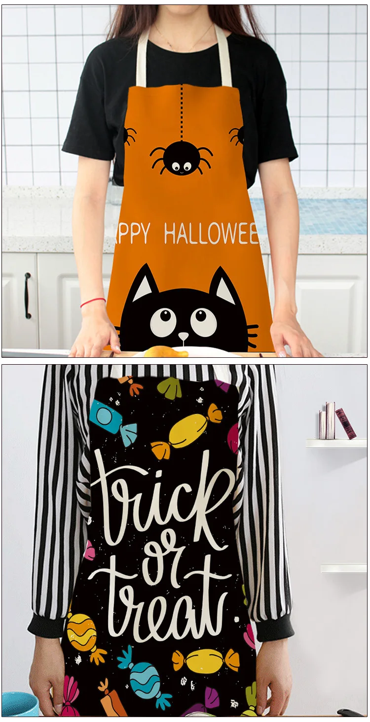 Cotton Linen Creative Europe And America Halloween Apron Support Wql0039
