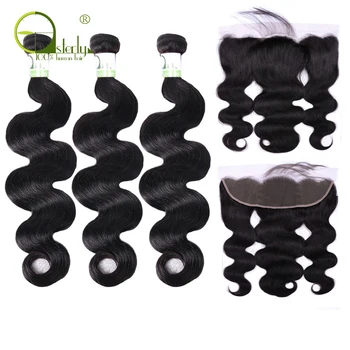 

Sterly Brazilian Body Wave Hair Bundles With Frontal Ear to Ear Lace Frontal Closure With Bundles Remy Human Hair