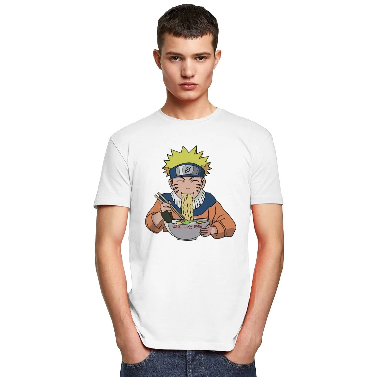 Забавная футболка Naruto Uzumaki Ichiraku с короткими рукавами из чистого хлопка круглым