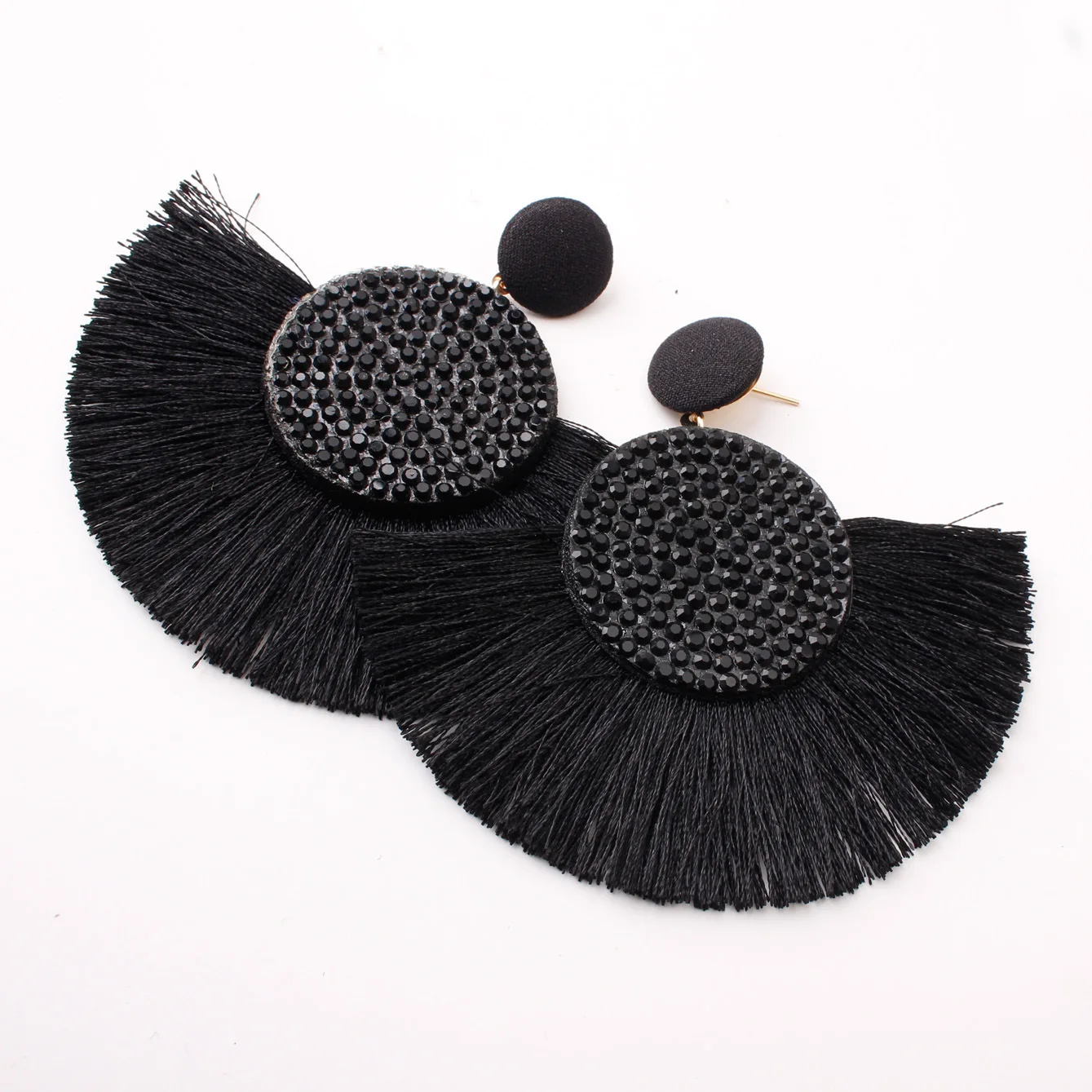 New Мода Boho кисточкой винтажные эффектные Висячие серьги для женщин черный красный желтый большие висячие бахромы индийские сережки ювелирные изделия - Окраска металла: New