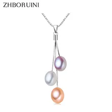 ZHBORUINI 2019 collar de perlas de moda joyería multicolor colgante de perlas naturales 925 joyería de plata de ley para regalo de mujer(China)
