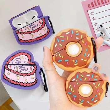 

For Apple Airpods Pro Cartoon 3D Cutout Donuts Sweat Heart Cake Wireless Earphone Headphone Protector Cover for AirPods 1 2 3