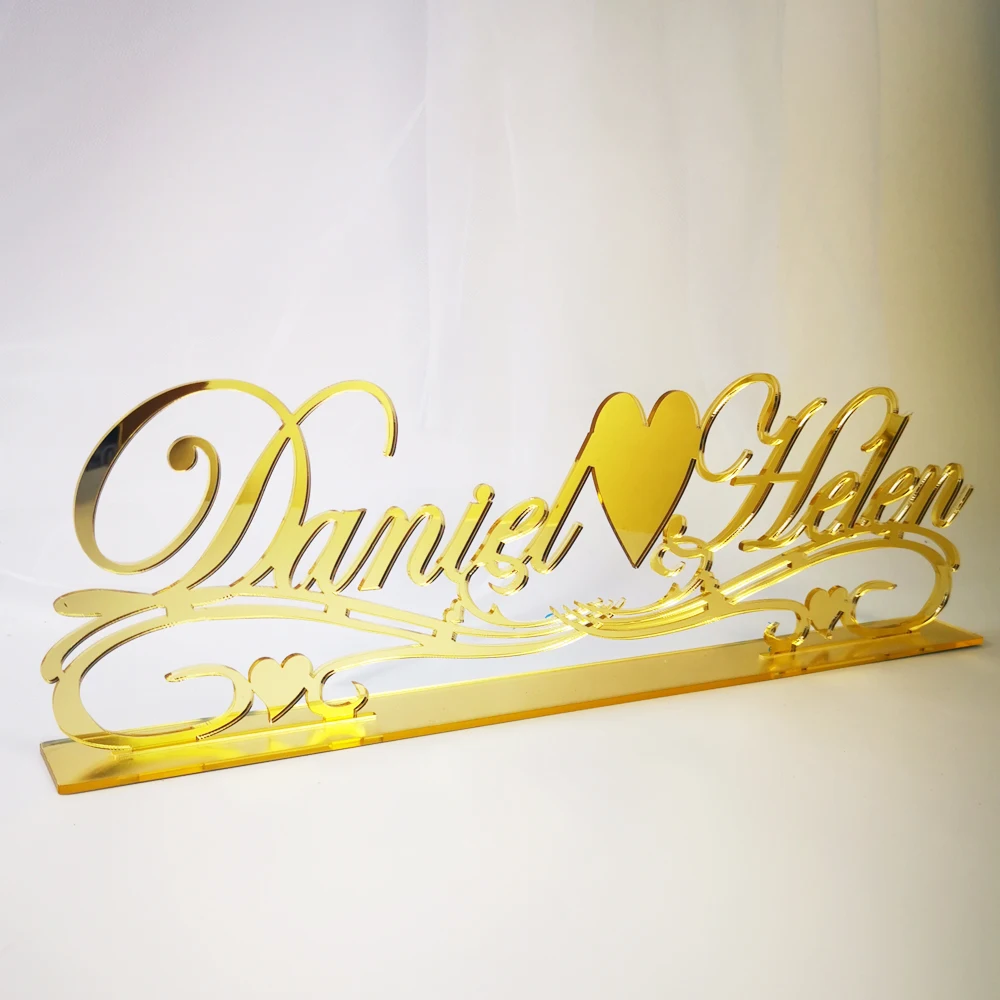 Custom Mirrored Name for Table Decor Acrylic Mirror Tableshow Wedding Decoration on Desktop Personalized Valentines Day Anniversary Decor