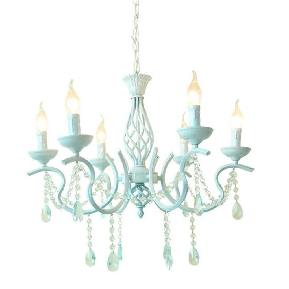 French Country Chandelier 6 Lights Farmhouse Candle Iron Chandelier For Kitchen Island Dining Room Bedroom Lustres 8 Light Blue Chandeliers Aliexpress