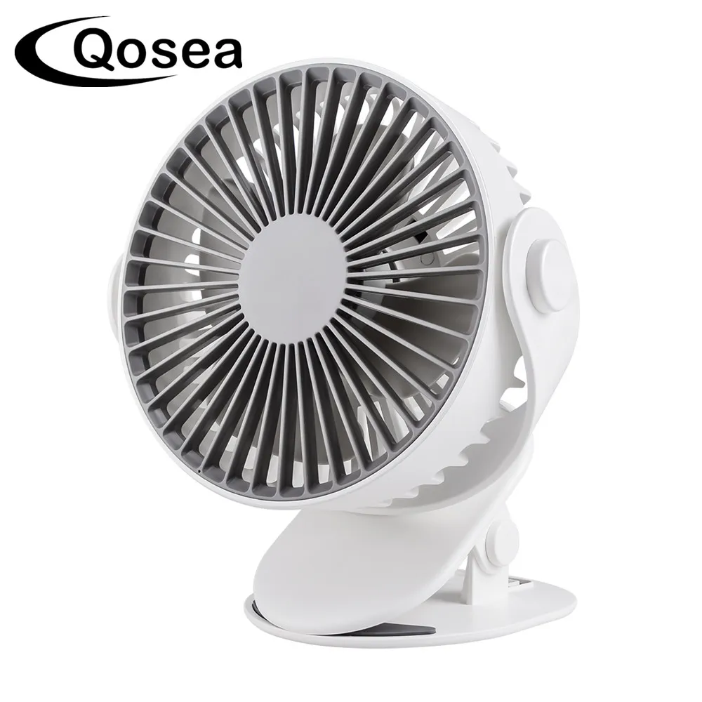 Qosea Mini Desktop Clip Fan Wiederaufladbare Air Fan 2000mAh Tragbare Cooling USB Fan 3 Geschwindigkeiten 360 Grad Rotation USB lade