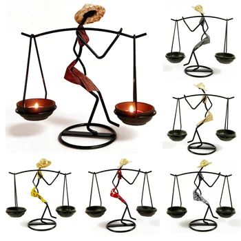 

New Hot Iron Creative Candlestick Candlelight Romantic Dinner Table Decoration Art Gift Carrying Girl Handmade Candle Holders 5