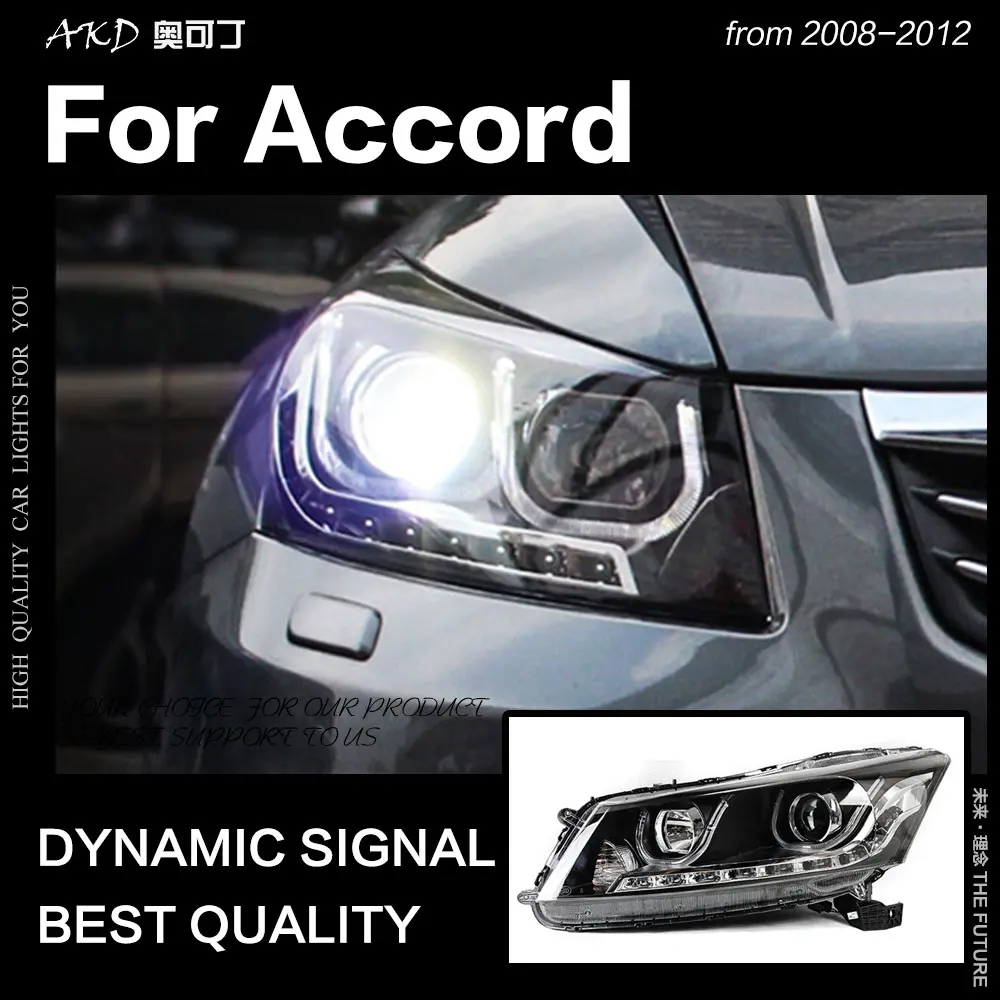 АКД стайлинга автомобилей для Accord светодиодный фар 2008 2012 DRL Hid фара ангельский