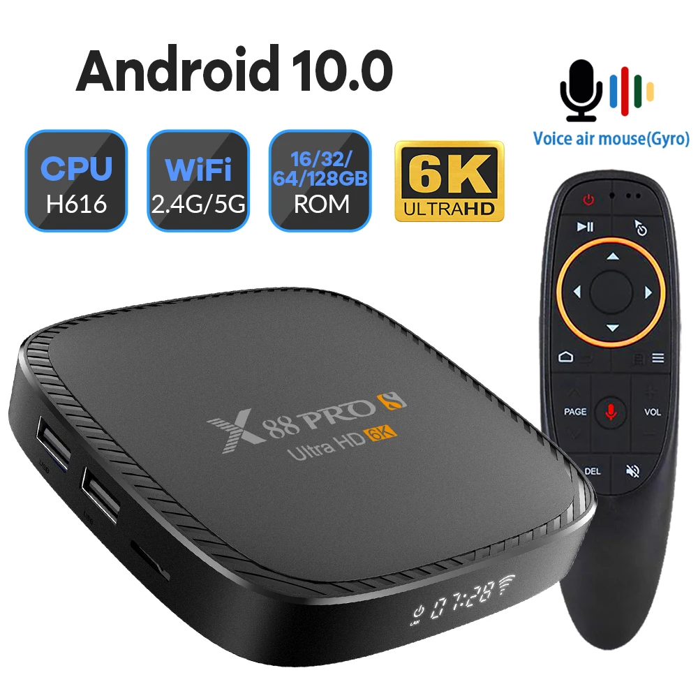 Android 10.0 TV BOX H616 2.4G&amp5G Fast WiFi Support 4K 6K 3D With Bluetooth 5.0 H.265 Set Top Box Receiver Media Player | Электроника