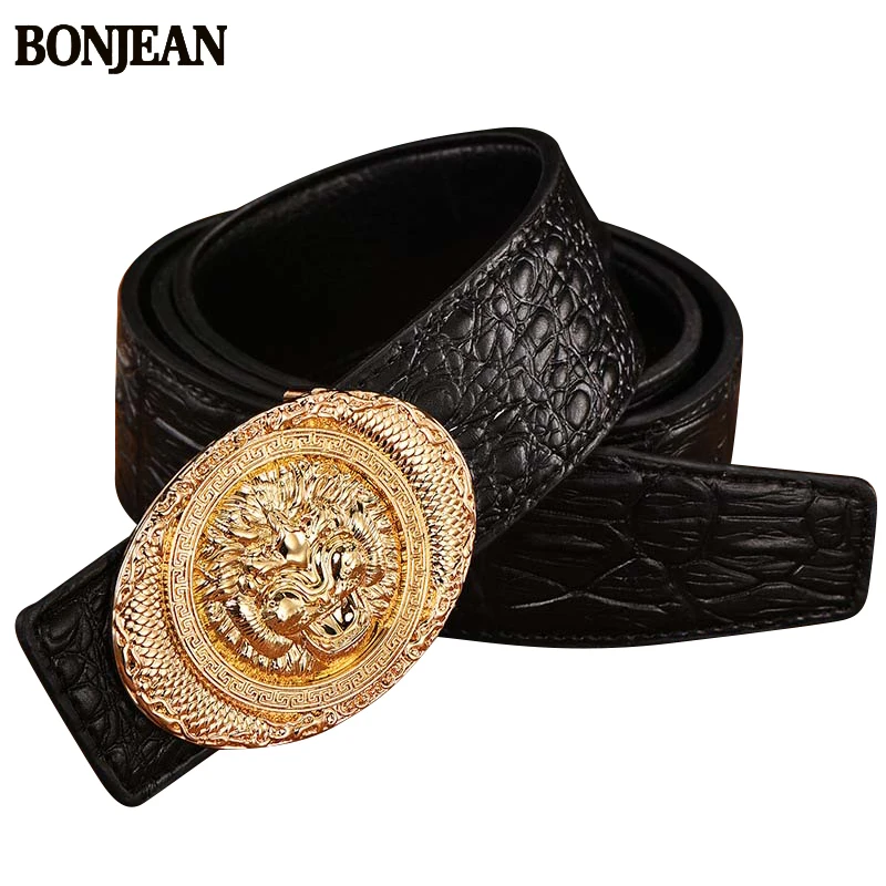 BONJEAN Luxury Brand Quality Cowhide Belts Male Genuine Leather Fashion Smooth buckle Belt for Men belts waistband | Аксессуары для